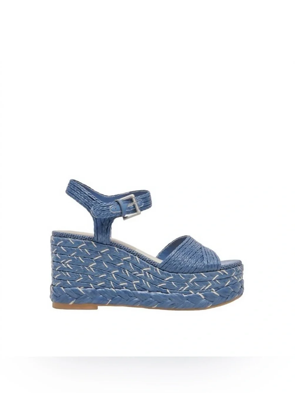 DOLCE VITA women's tiago platform raffia sandals in blue Size 7